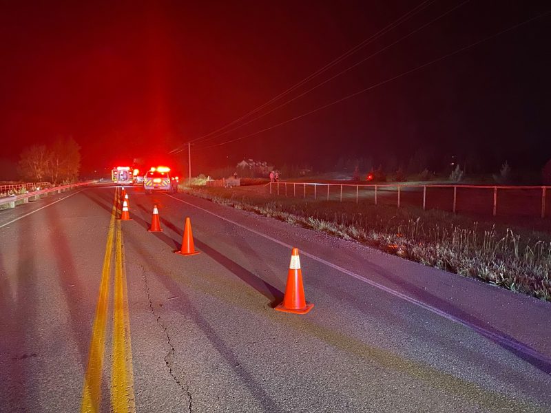 Two people were killed and two were sent to hospital after a single-vehicle collision west of Calgary Thursday, July 15, 2021.