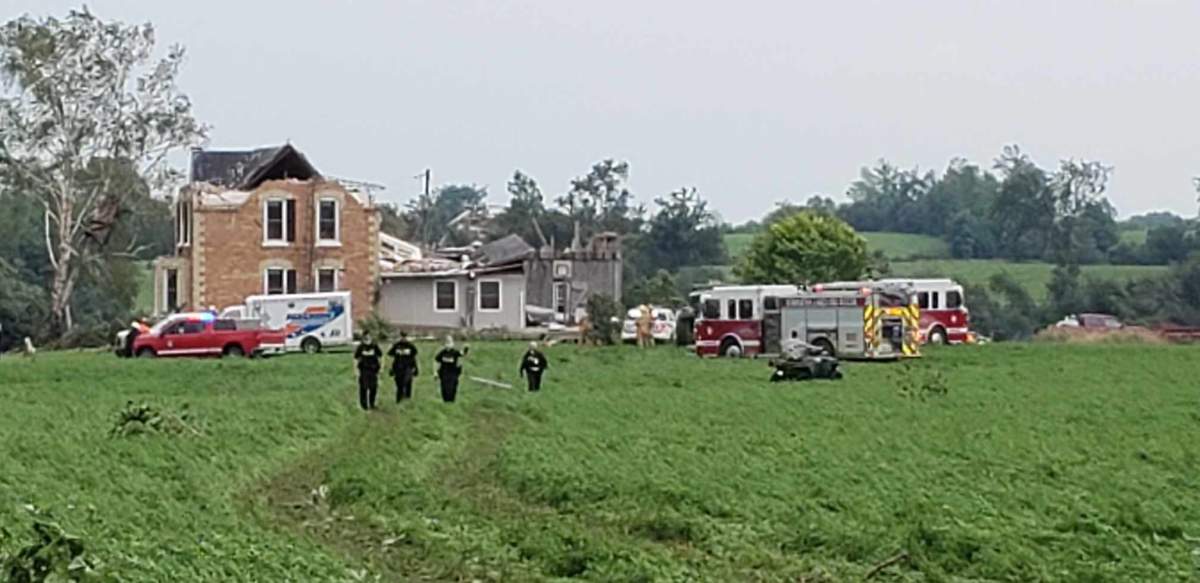 OPP had to walk on foot to access this collapsed house on Royal Oak Road in the City of Kawartha Lakes on July 15, 2021.