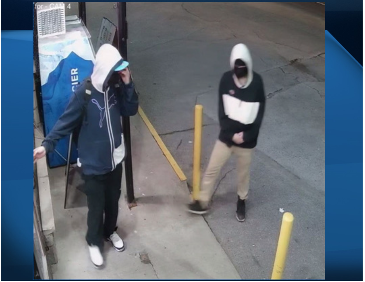 Peterborough police seek two suspects in an armed robbery of a store on Friday night.