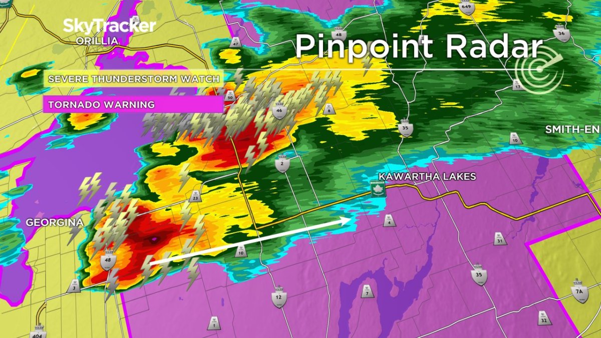 A tornado warning has. been issued for the City of Kawartha Lakes.