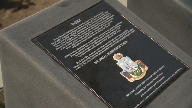 One of the plaques introduced on Tuesday explains Canada's involvement on D-Day.