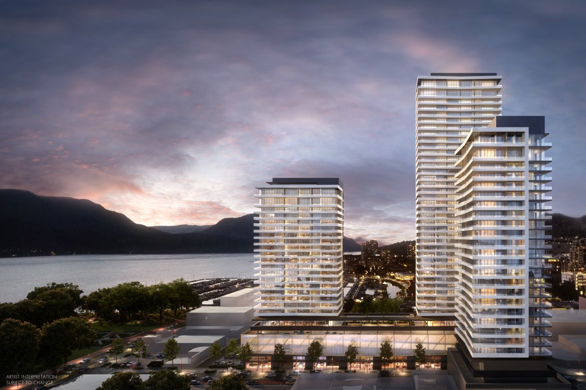 An artist’s view of what the three completed towers in downtown Kelowna will look like.
