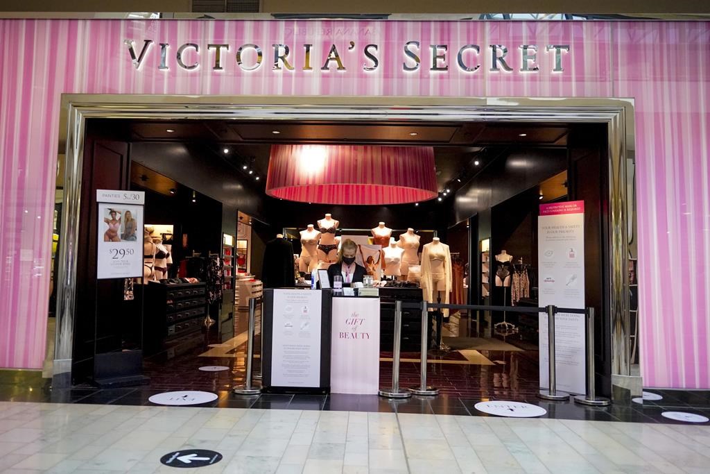 FILE - This Feb. 24, 2021 file photo shows the entrance to a Victoria's Secret store at a shopping mall in Pittsburgh.