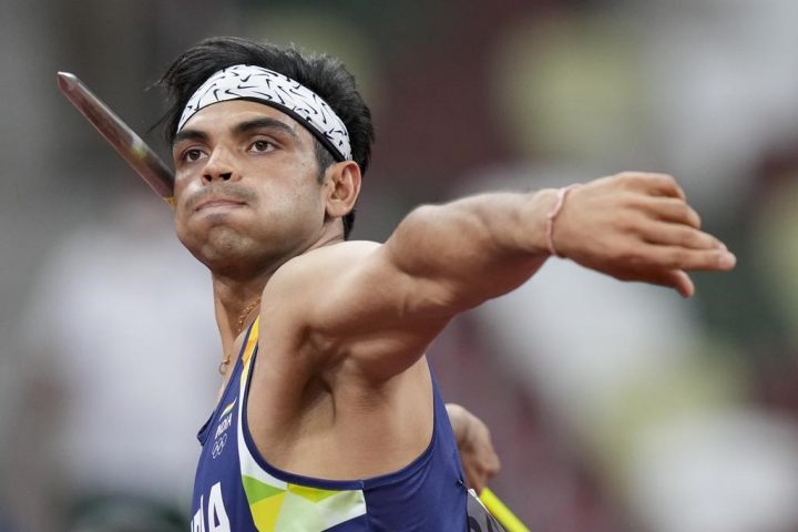 Neeraj Chopra, of India, competes in the men's javelin throw final at the 2020 Summer Olympics, Saturday, Aug. 7, 2021, in Tokyo.