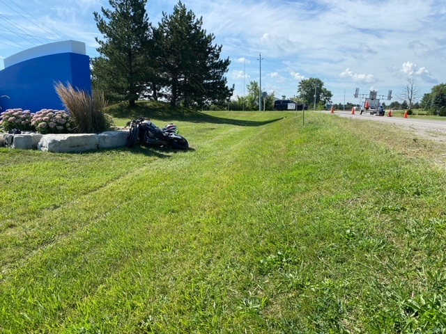 OPP are investigating a motorcycle crash that left two dead in Wyoming, Ont., on Aug. 30, 2021.