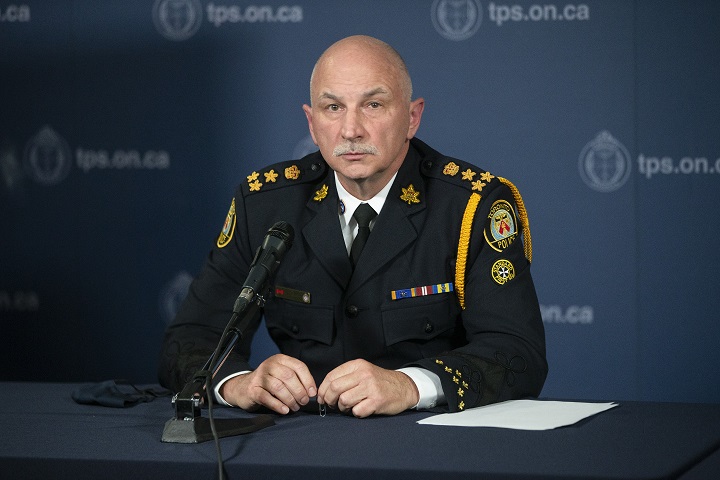 Toronto Police Chief James Ramer attends a news conference at Toronto Police Headquarters, Thursday, Oct. 15, 2020.