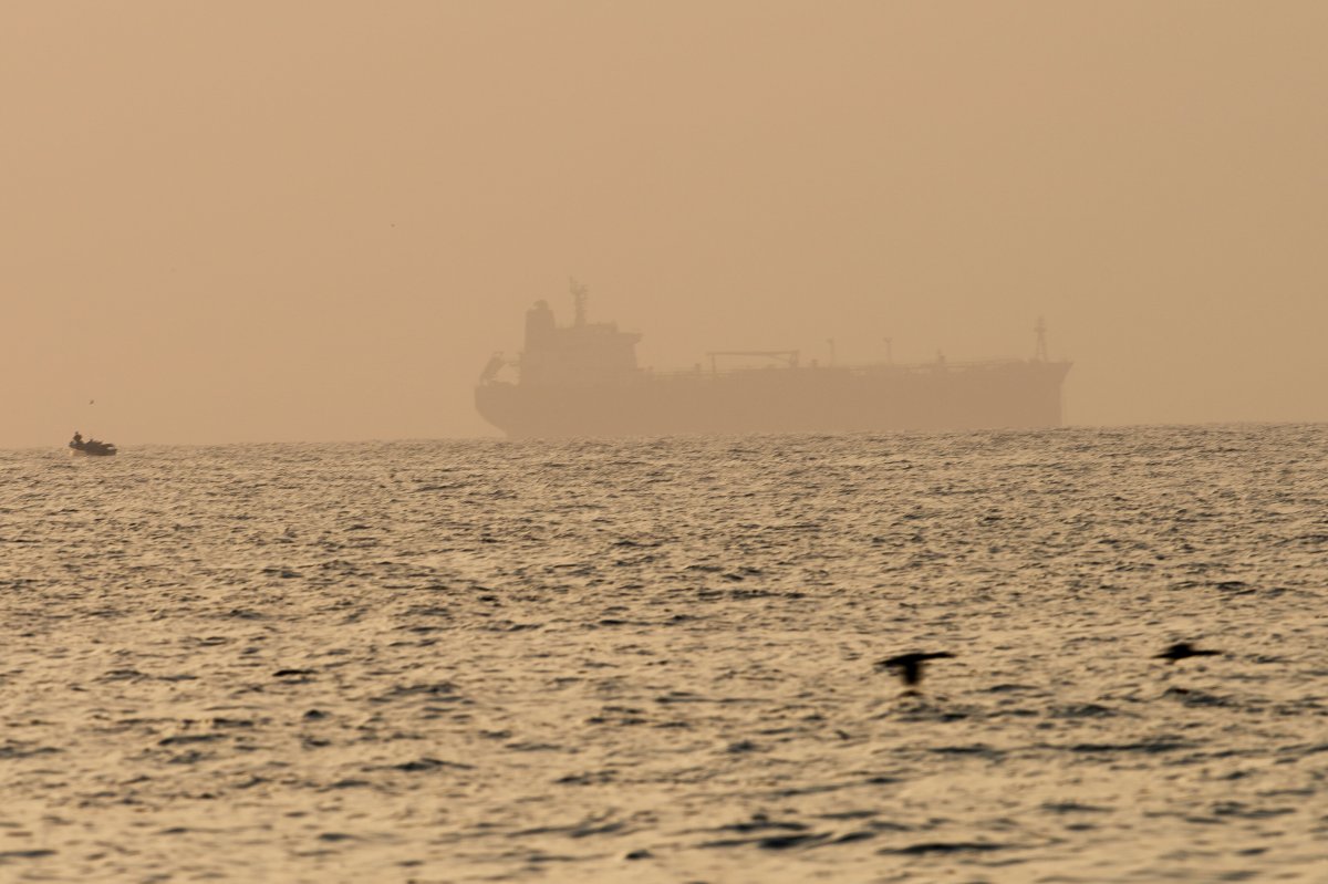 The oil tanker Mercer Street, which came under attack last week off Oman, is seen moored off Fujairah, United Arab Emirates, Aug. 4, 2021.