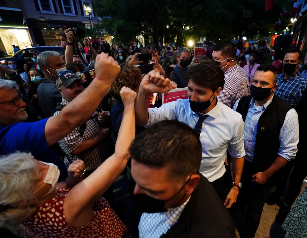 Liberal Leader Justin Trudeau makes a campaign stop in Cobourg, Ont., on Monday, Aug 16, 2021. THE CANADIAN PRESS/Sean Kilpatrick