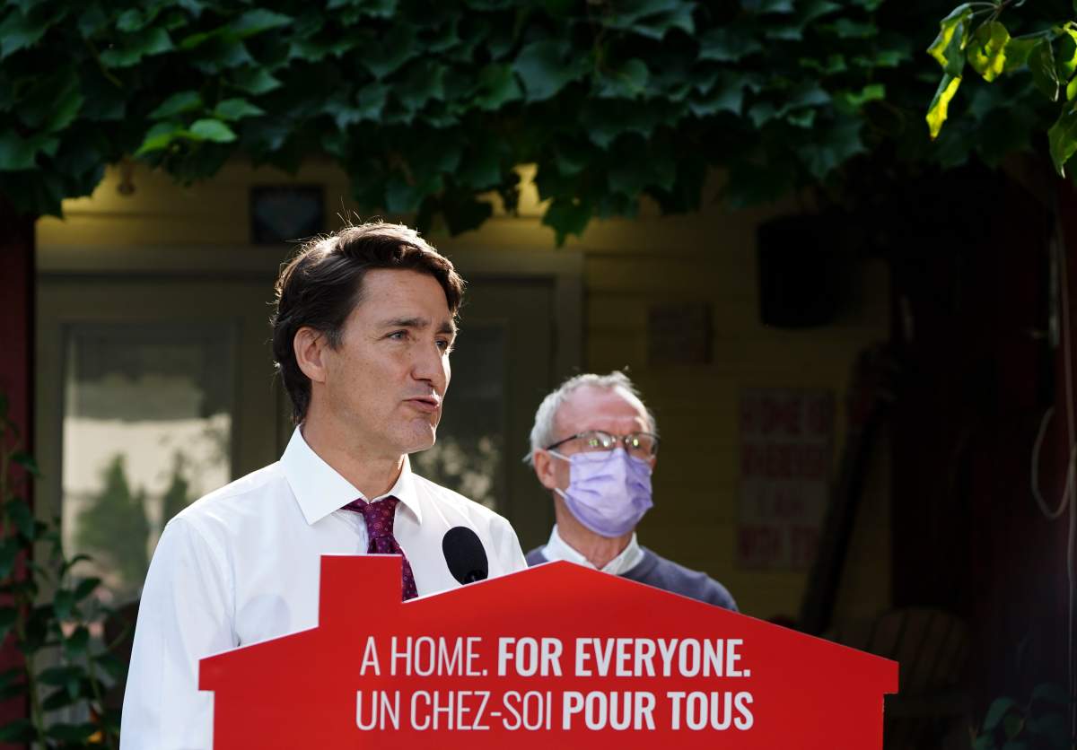 Liberal Leader Justin Trudeau is joined by Liberal candidate for Surrey-SouthÑWhite Rock, Gordie Hogg for a campaign stop in Surrey, B.C., on Wednesday, Aug 25, 2021. 