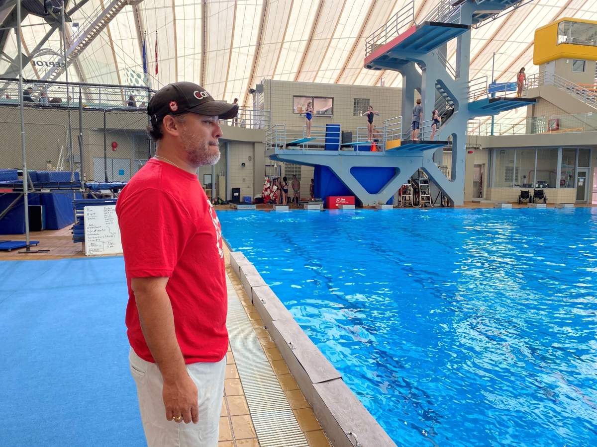 Dive Calgary coach Abel Sanchez at the Repsol Sport Centre on Tuesday, Aug. 24, 2021.