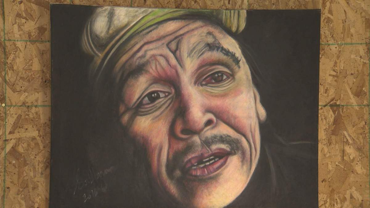 A painting of Faron Hall hanging up in Morberg House.