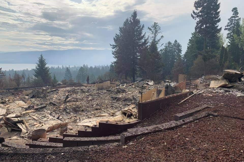 A photo showing the destroyed home of Shannondee Rigby.