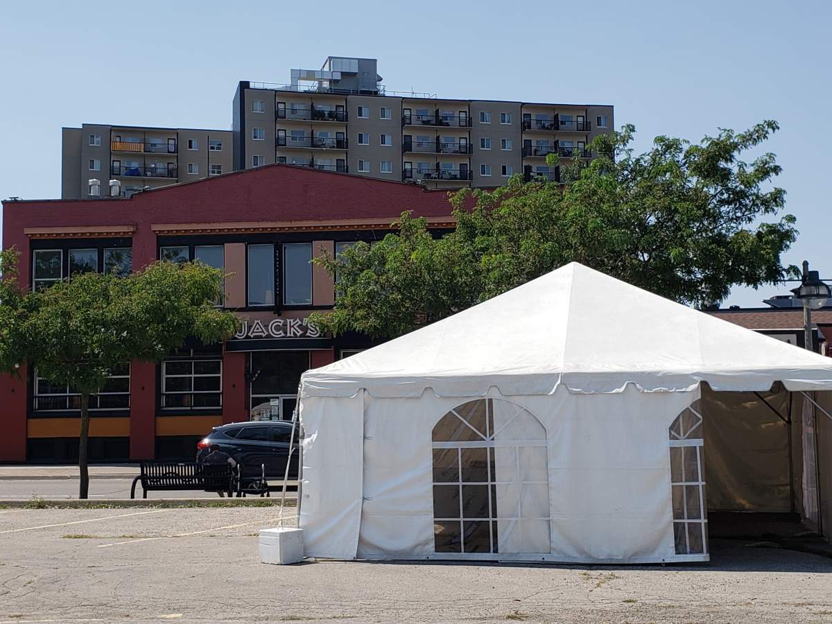 On Friday and Saturday, the health unit doled out first and second doses of the vaccine from 3 p.m. to 9 p.m. in the parking lot at the corner of Richmond and Angel streets.