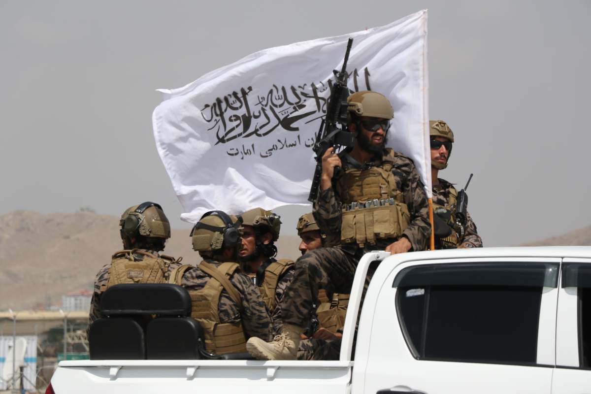Taliban take control of Hamid Karzai International Airport after the completion of the U.S. withdrawal from Afghanistan, in Kabul on Aug. 31. Wali Sabawoon/Anadolu Agency via Getty Images.