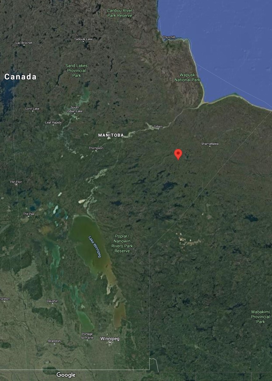 The rescue location of the two stranded canoeists.