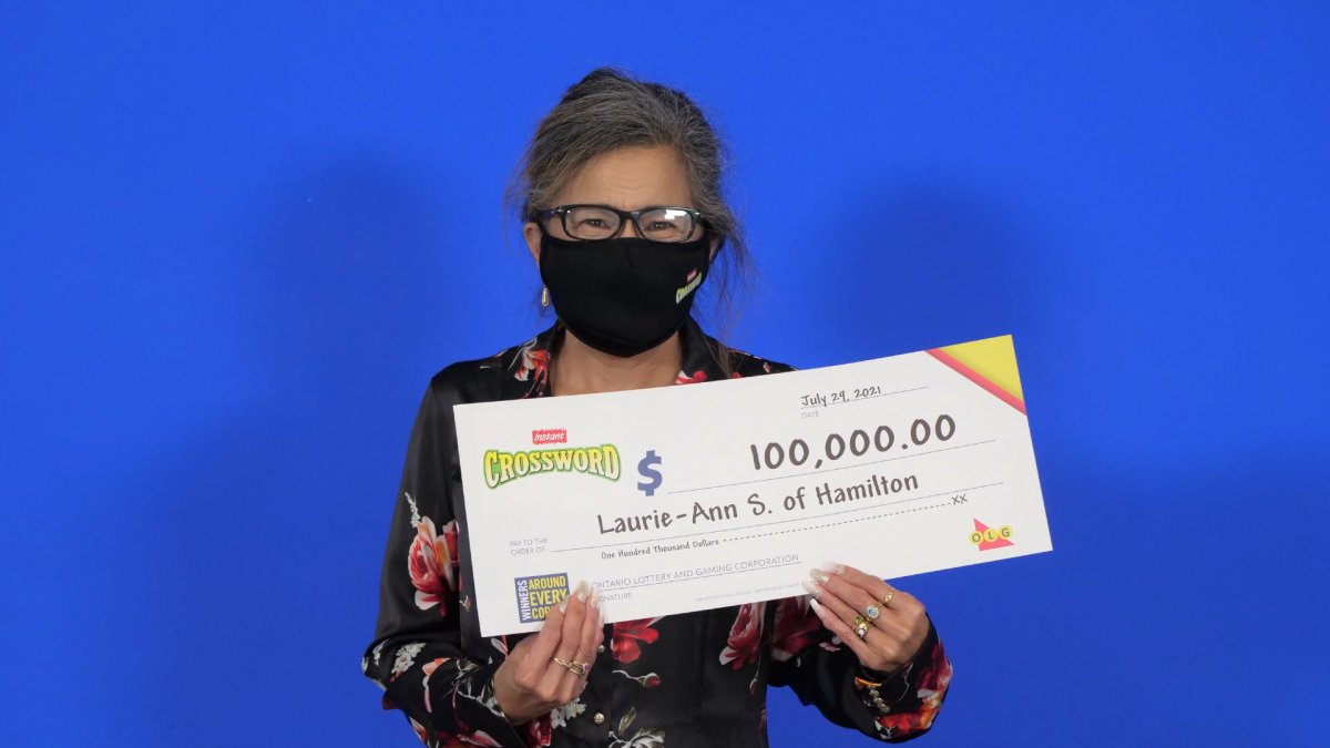 Laurie-Ann Sprague of Hamilton is celebrating after winning a $100,000 top prize with the OLG.