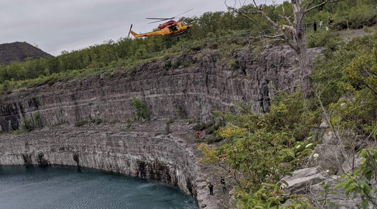 A person was rescued after falling while climbing a cliff of the Marmora Mine on Saturday.