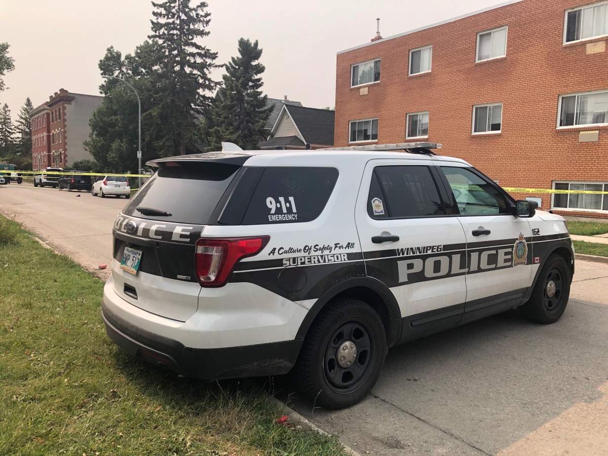 Winnipeg police at the scene of a homicide in the 500 block of Young Street.