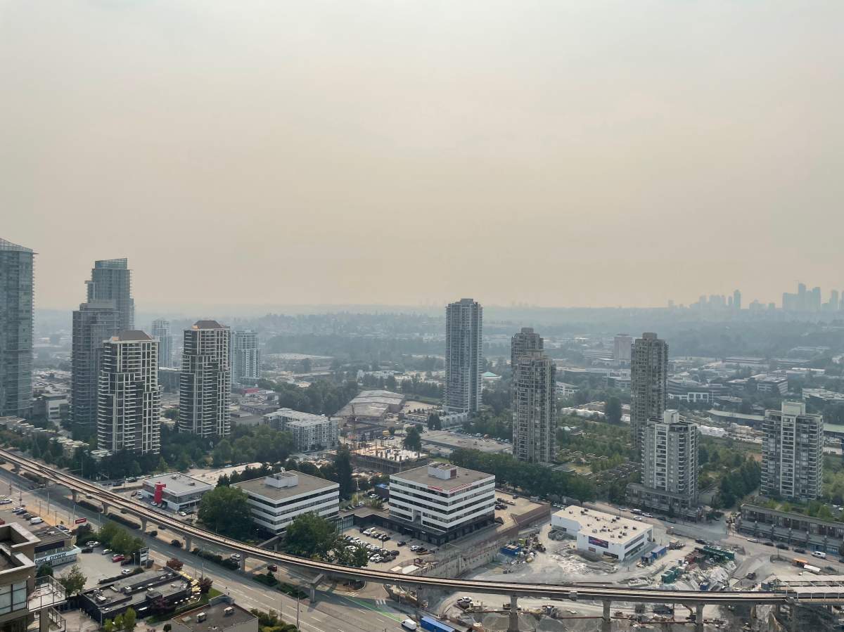 Hazy smoky skies seen in Burnaby on Friday.
