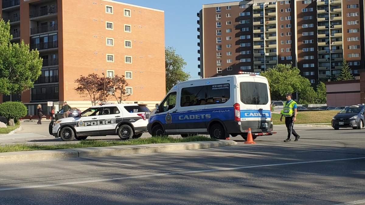 Police on scene at Pembina Highway Friday night.