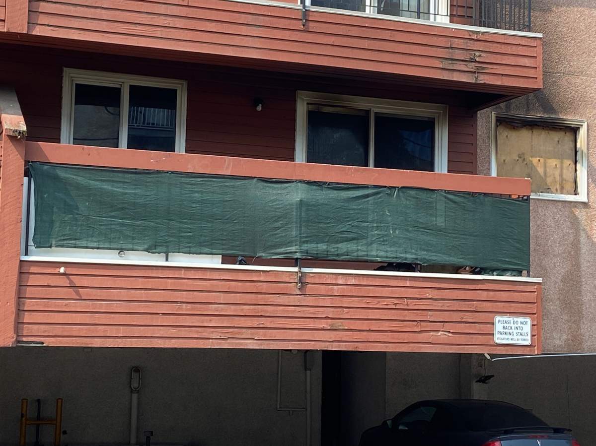 Fire at 105 Avenue and 93 Street at  Commonwealth Place in Edmonton on Aug. 3, 2021.