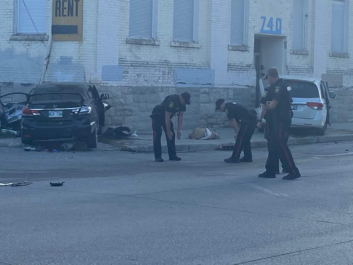 Winnipeg police remained on scene for several hours Wednesday night. 