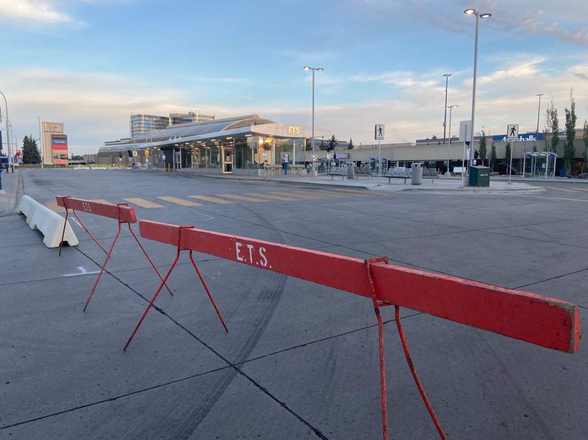The old West Edmonton Mall Transit Centre on 87 Avenue and 175 Street will be closed to accommodate Valley Line West LRT construction for several years. Aug. 30, 2021.
