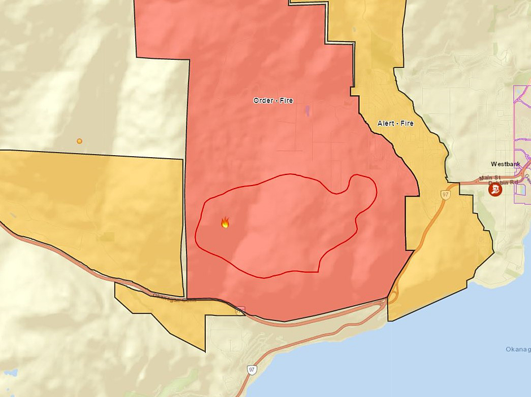 On Monday, another 18 properties were placed on evacuation alert in the Central Okanagan on Monday night because of the Mount Law wildfire.