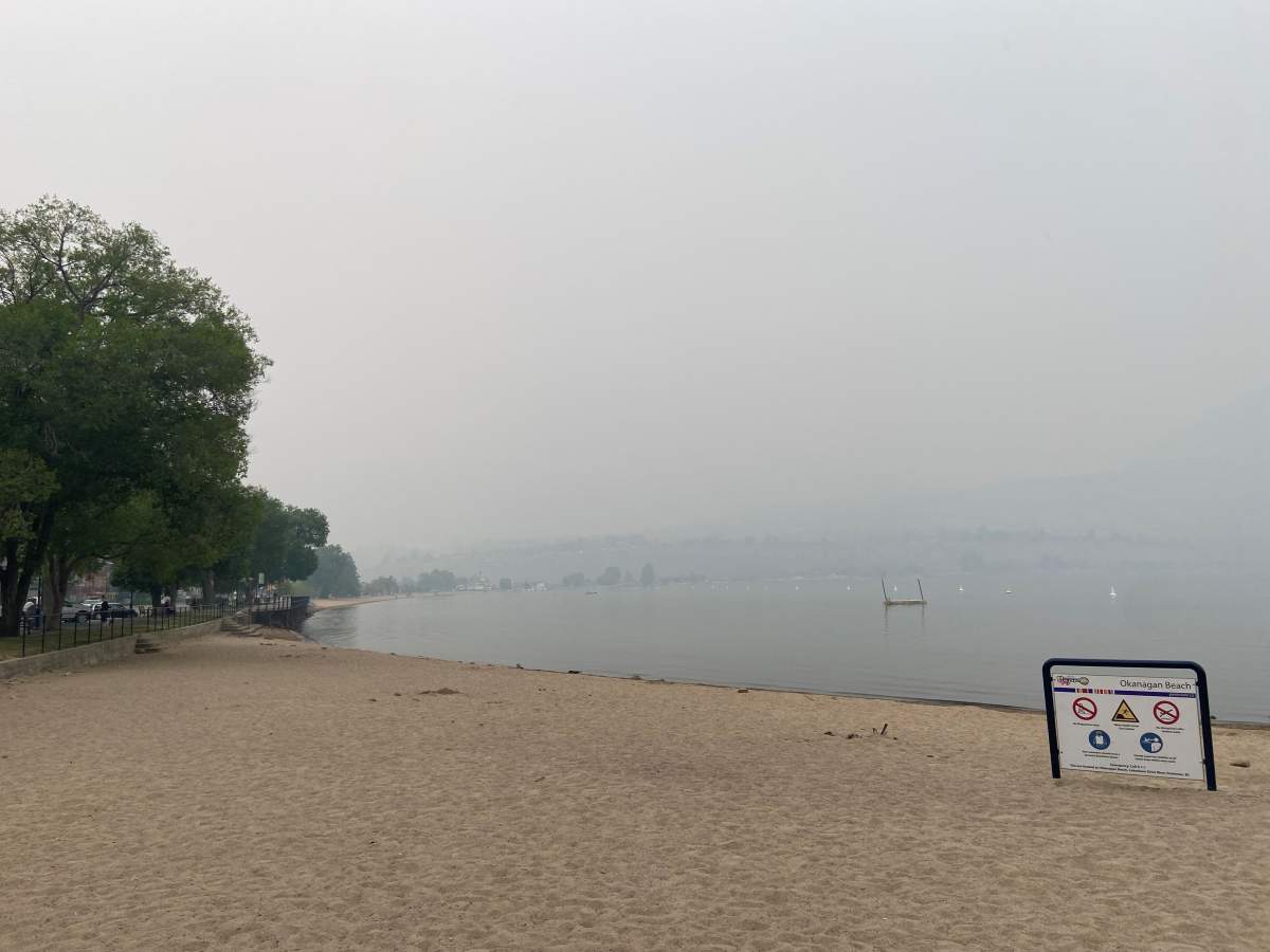 Okanagan Lake beach in Penticton, B.C., on Sunday, August 1, 2021.