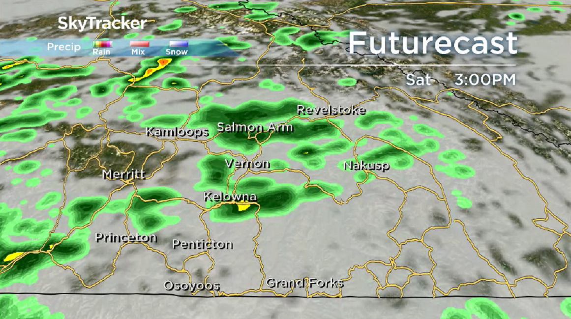 Pockets of light rain are possible on Saturday throughout the Okanagan.