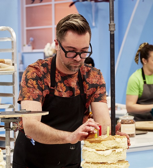 Bugyi is pictured in action during filming of ‘The Big Bake: Halloween’.