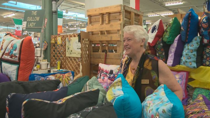Marilyn Stevenson has been selling her quillows at the Old Strathcona Farmers' Market for nearly 30 years.