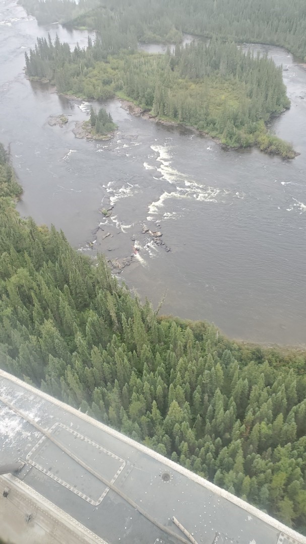 The rescue location of the two stranded canoeists.