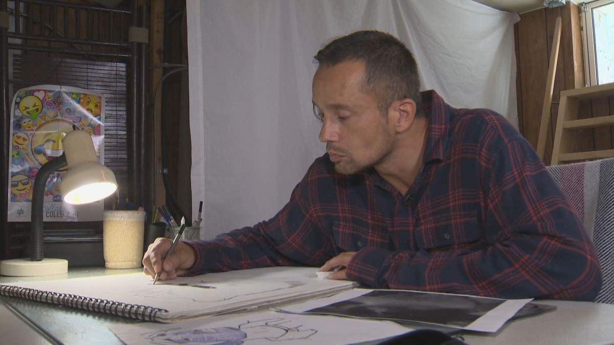 Alexander Thomas has rediscovered his love for art after being sober at Morberg House for three months.