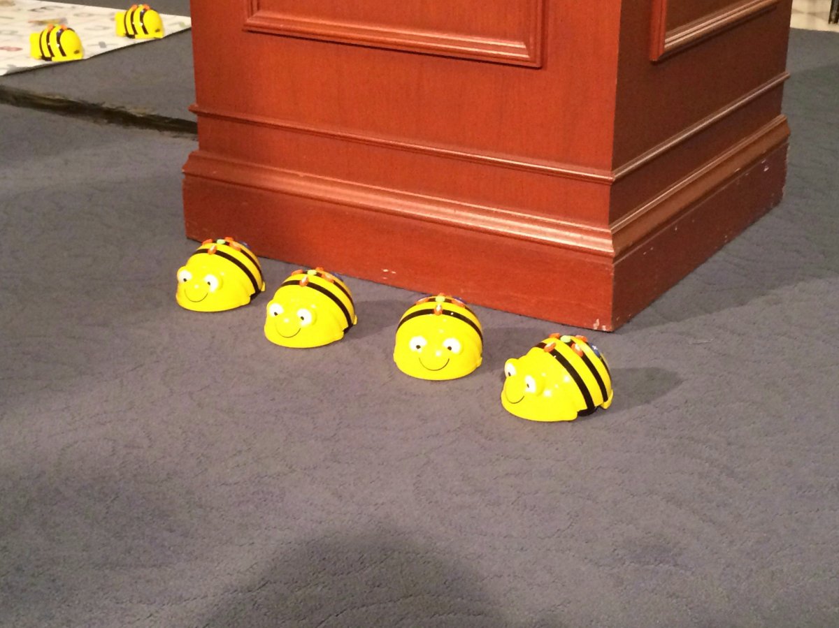 Floor robots shown in a file photo. The SaskCode program equips teachers with the pedagogy, technological skills and physical tools needed to embed computational thinking and coding into their classrooms. 