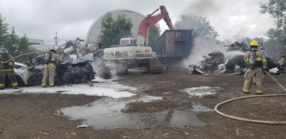 An explosion at a Napanee scrapyard caused a fire Tuesday afternoon, according to local emergency services. The fire is now under control. 