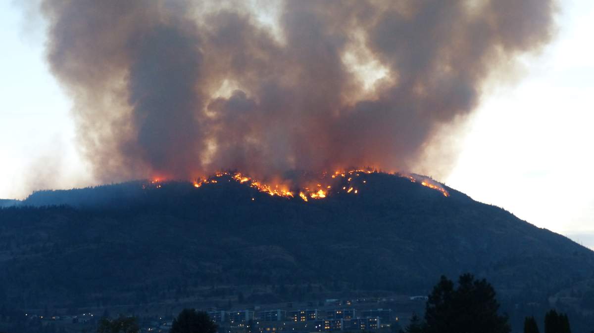 The 100-hectare Skaha Creek wildfire is burning directly above the luxury Skaha Hills development west of Penticton, B.C.