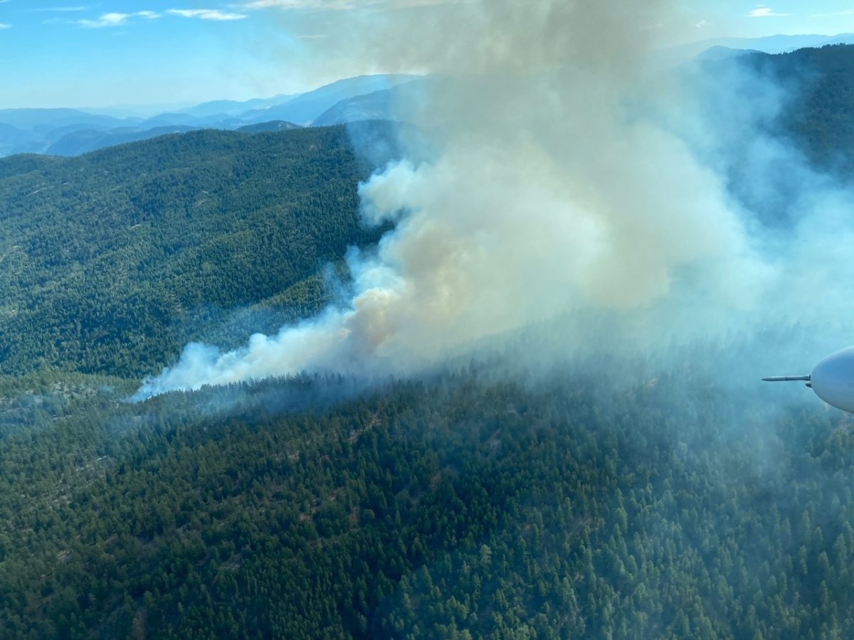 Smoke rises from the Skaha Creek wildfire on Saturday afternoon, southwest of Penticton. The fire was first estimated at 0.3 of a hectare, but was sized at six hectares at 4:30 p.m.