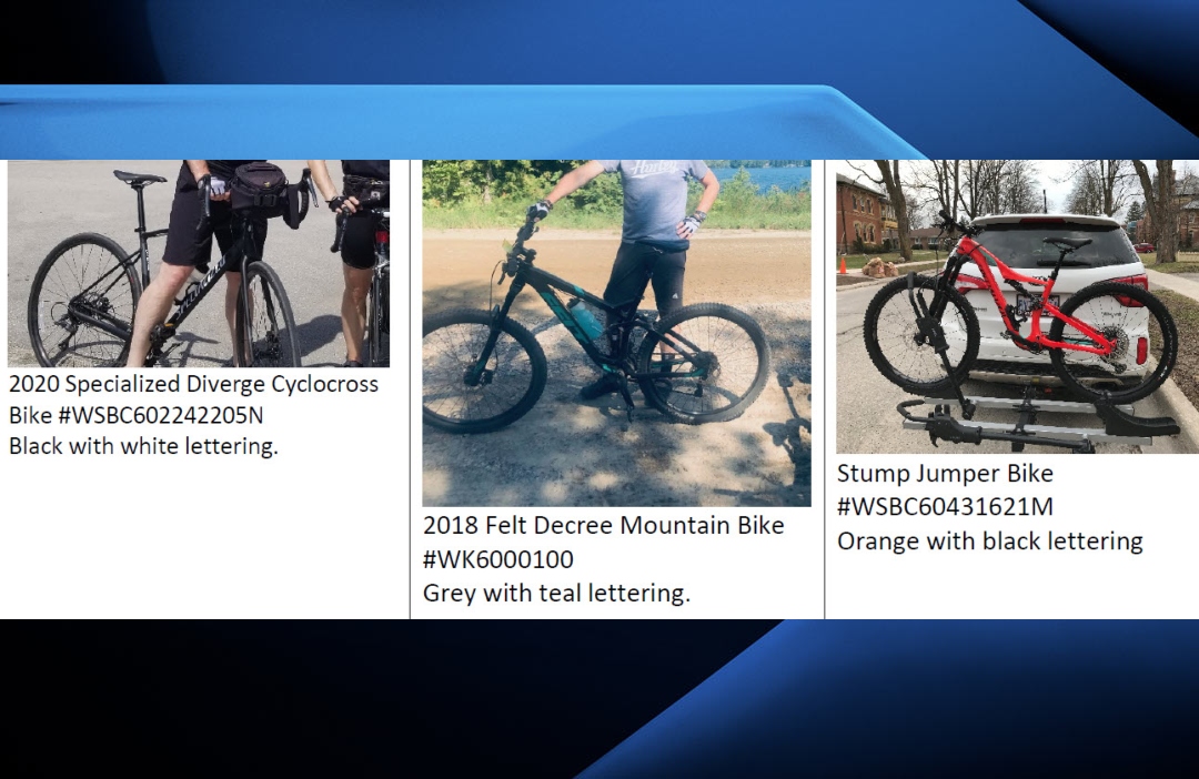Wellington County OPP say three bikes were stolen in Fergus, Ont. 