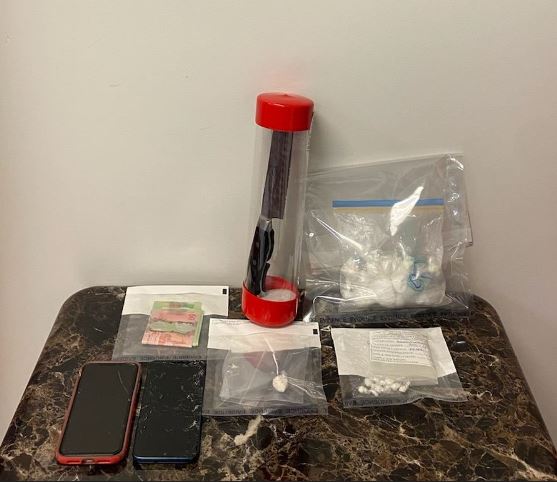 Photo of the items seized during the arrest.