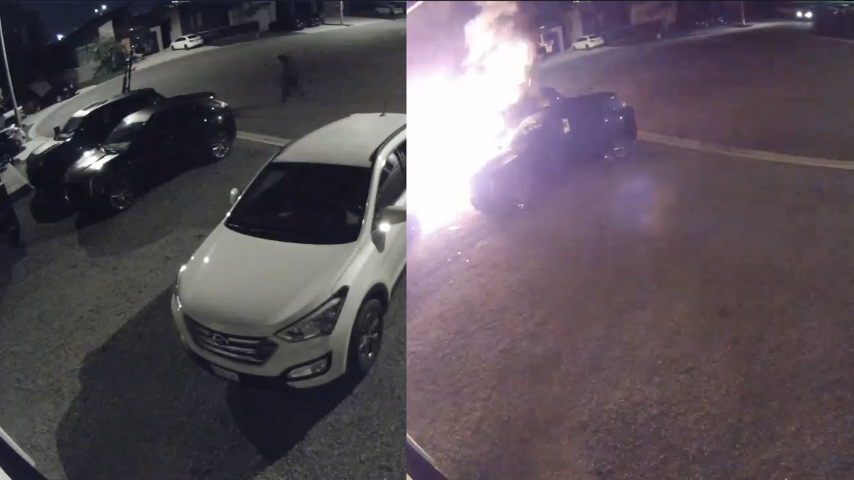 Niagara police say an individual "with a noticeable limp" – caught on surveillance video – is a suspect following a late July 2021 car fire in Thorold.