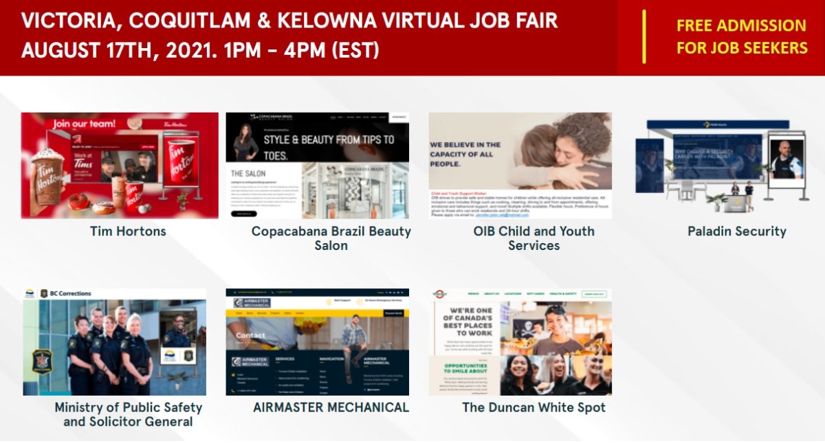 Victoria, Kelowna, Coquitlam Virtual Career Fair – August 17th, 2021 - image