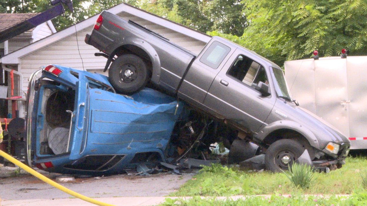 Two of three vehicles involved in a Friday afternoon crash in midtown Kingston.