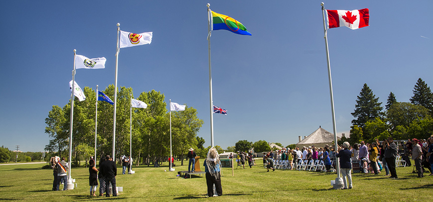 Legacy flags were installed at Lower Fort Garry in 2017, in commemoration of Treaty No. 1.