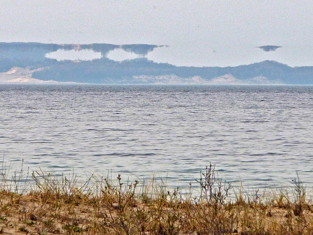 Fata morgana mirage over water