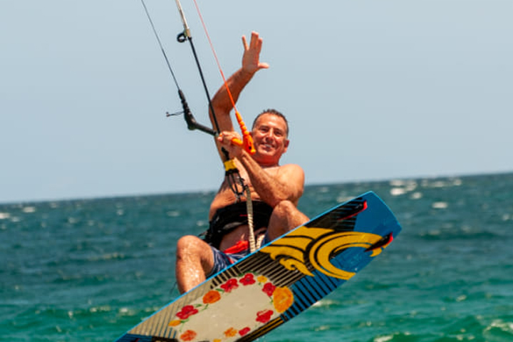Fred Salter is shown kitesurfing in this 2019 file photo.