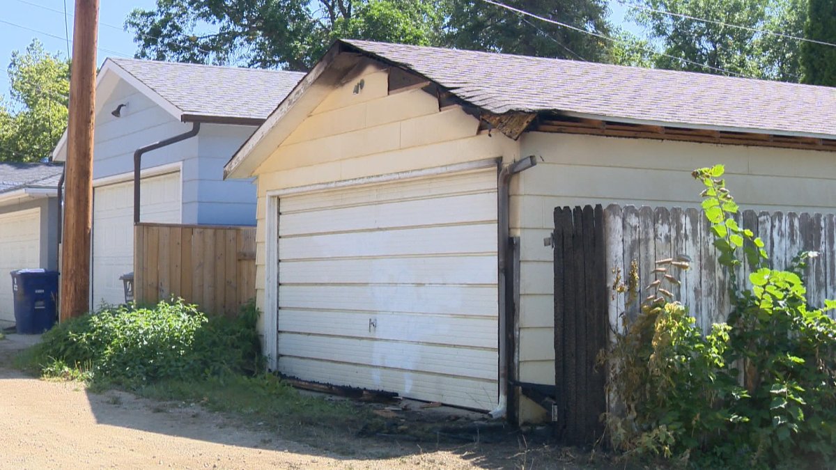 Saskatoon firefighters extinguished a garage fire in the 800 block of Main Street at roughly 12:55 a.m. on Saturday.