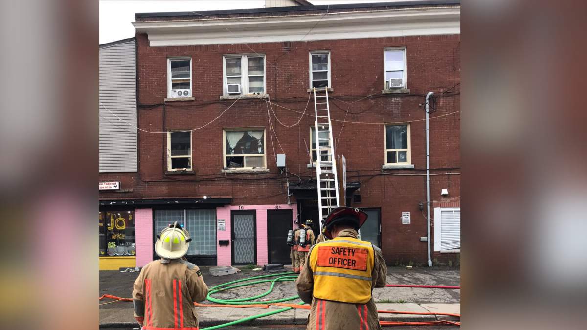 Hamilton fire knocked down a blaze in central Hamilton on Aug. 12, 2021 at Tisdale Avenue North and King Street East. 