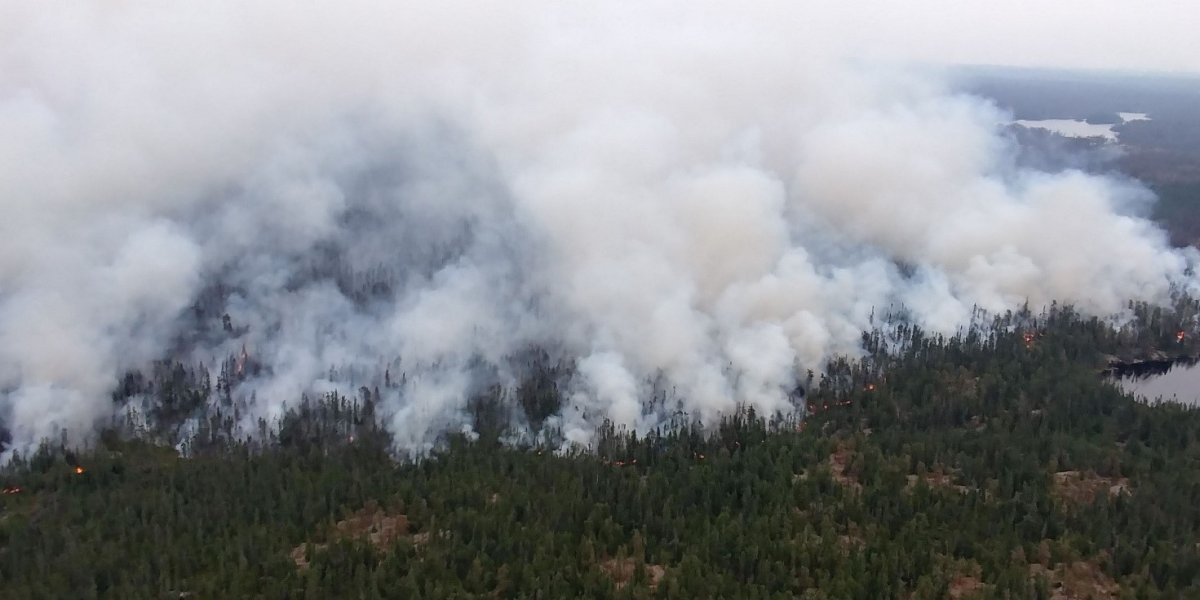 The Kenora 51 fire as seen from the air on Aug. 4, 2021.