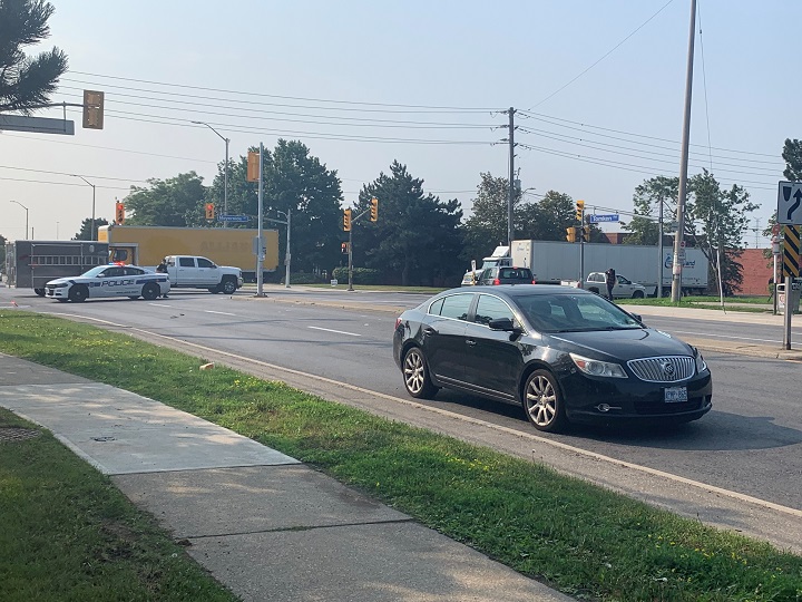 A woman was struck by a vehicle in Mississauga early Monday morning.